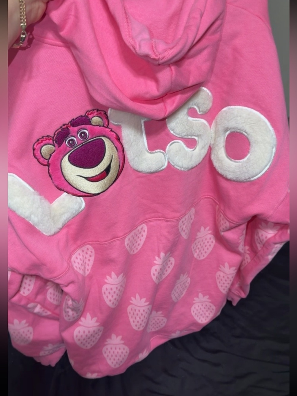 Disney Parks Pixar Toy Story Lotso Strawberry Spirit Jersey Hoodie